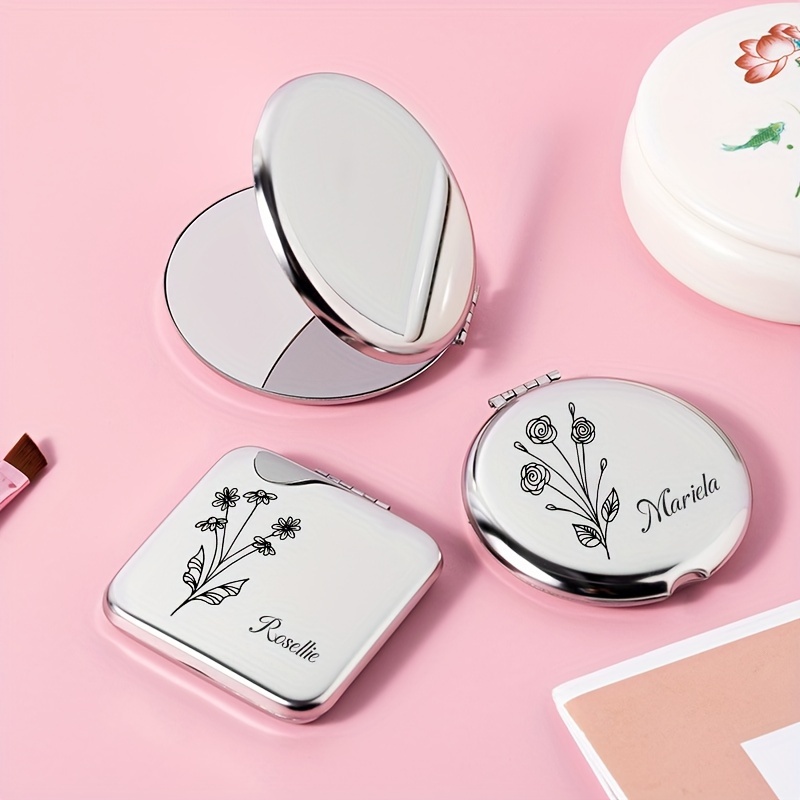 

Personalized Floral Compact Folding Mirror - Perfect Gift For Sisters, Bridesmaids, Friends On Graduation, Birthdays, Valentine's & Day - Polished Mirror, Bridesmaid Gifts