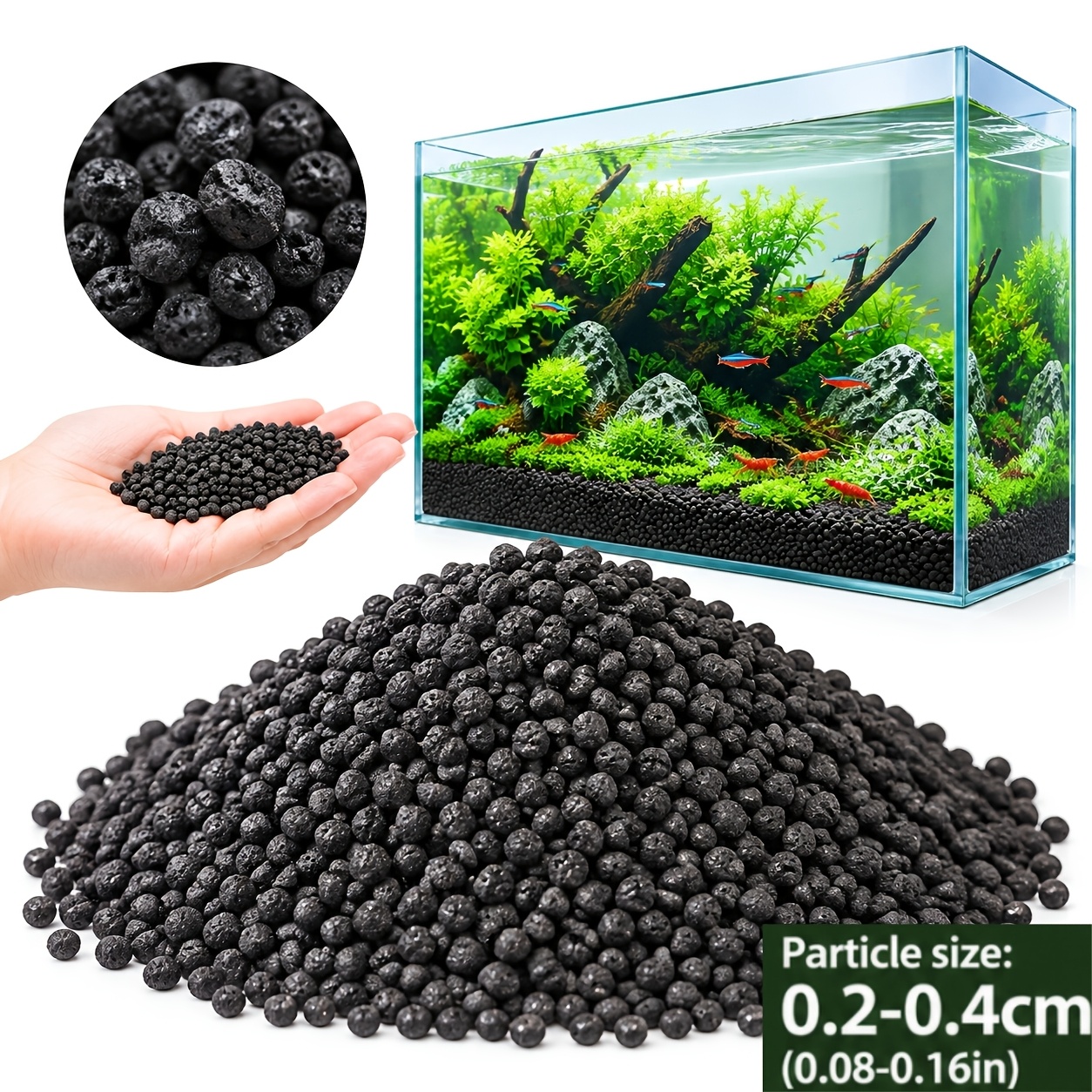 TEMU Black Rock Gravel For Aquarium, Functional Substrate & Landscape Decor, Ideal For Freshwater Shrimp And Planted Tanks