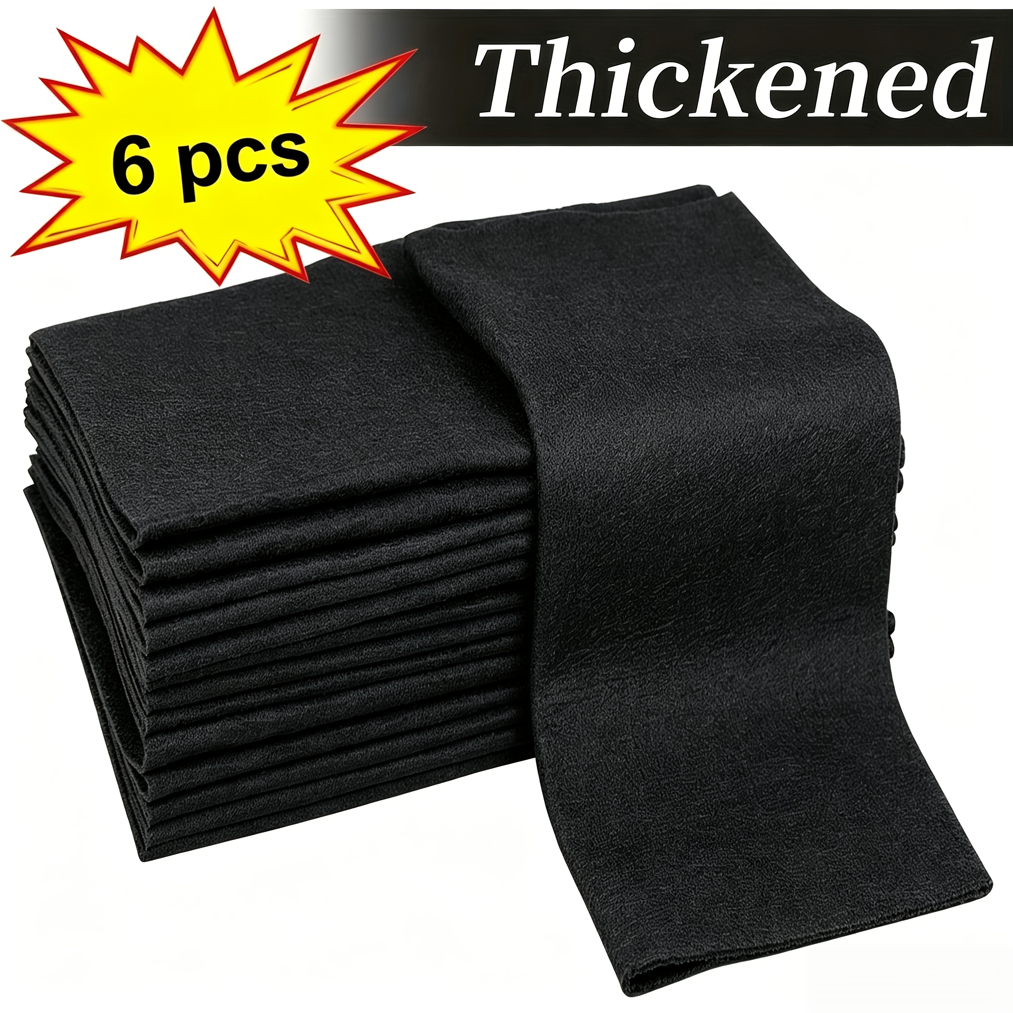 TEMU 6pcs Glass Wiping Cloths, Multifunctional Trace-free Mirror Wiping Cloths, Car Wash Cloths, Kitchen And Bathroom Cleaning Cloths, Durable Fiber