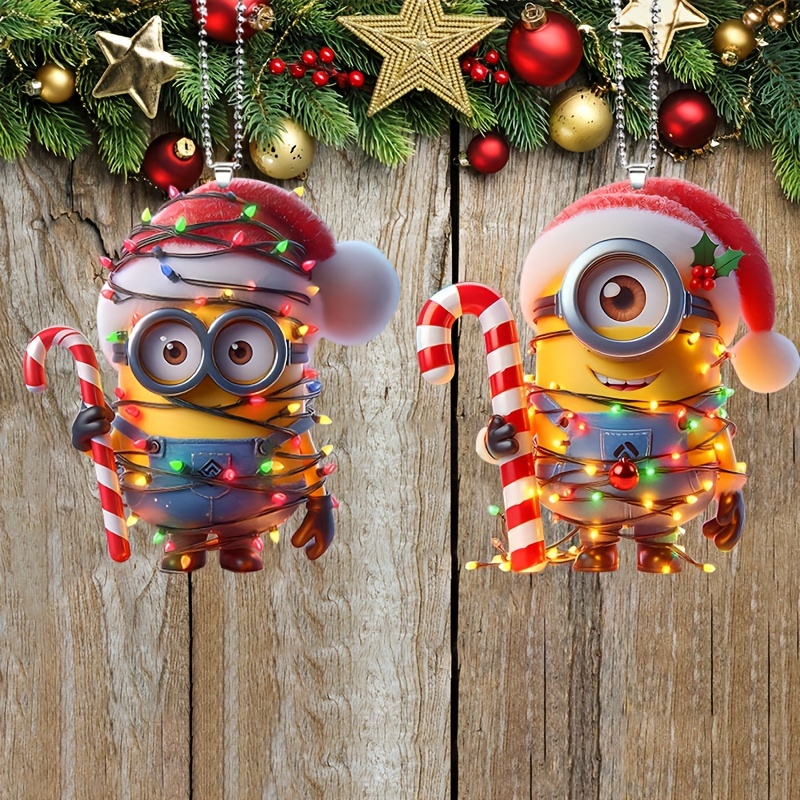 

2-pack Acrylic Christmas Tree Toppers, Hanging Ornaments, Home & Window Hanging Decor, Double-sided Candy-cane Design For Christmas And New Year, Gift Without Electricity Needed