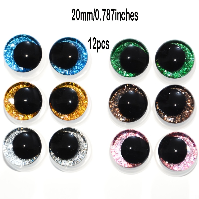 

12pcs - 6 Pairs 3d Glitter Plastic Craft Safety Eyes, For Amigurumi, Knitting And Crochet Projects, Doll Making Supplies, For Diy Enthusiasts, 14 Years Old And Up - Accessories Kit