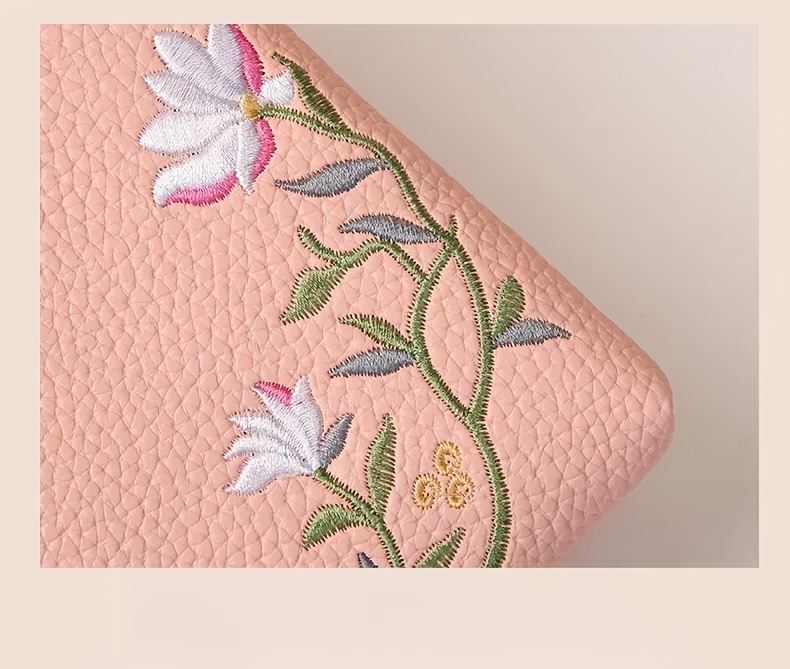 2024 new womens messenger bag korean fashion lychee pattern solid color embroidered single shoulder black red with adjustable strap   closure stain resistant polyester lining no printing   paint with operation   do not wash details 9