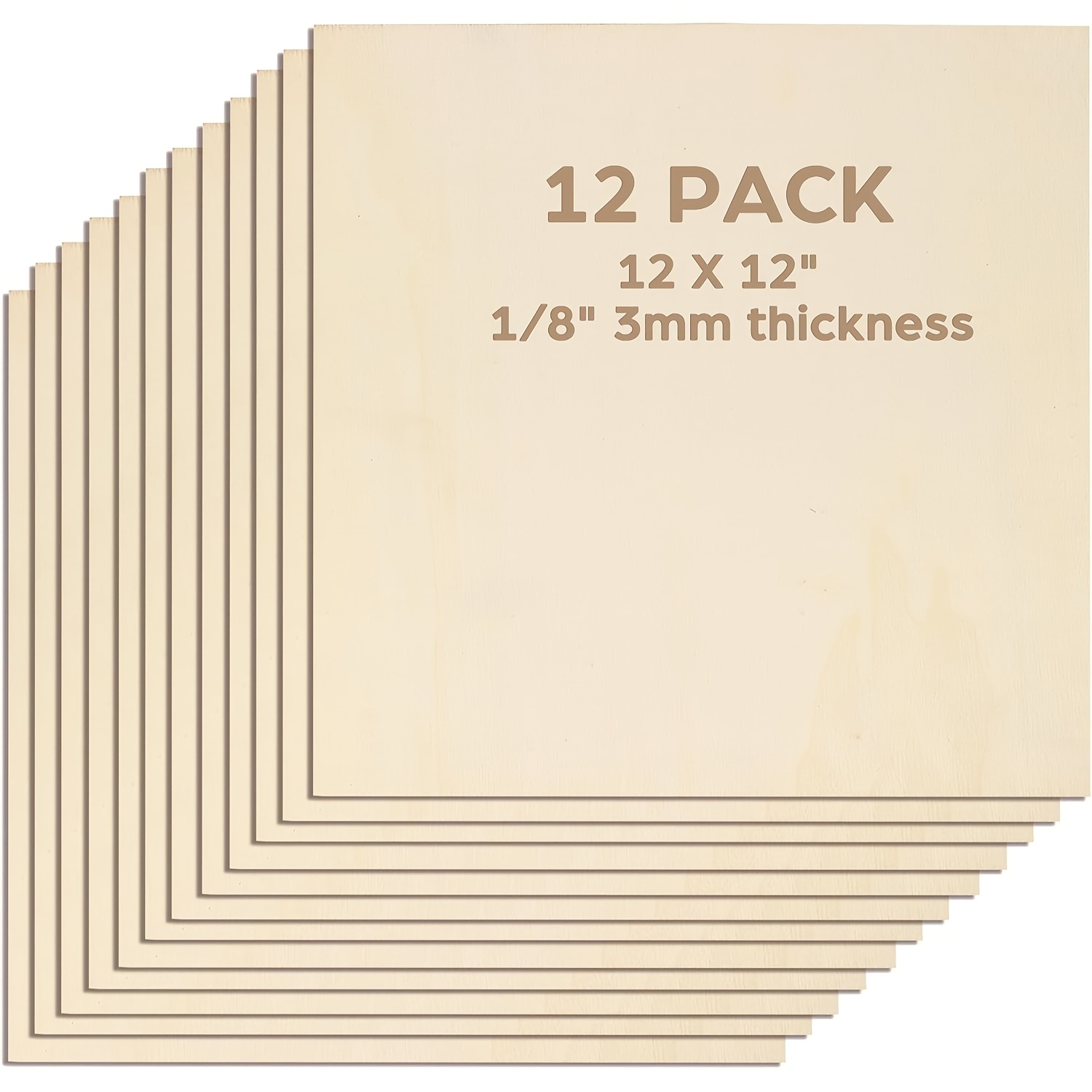 Image of 12pcs 300x300x3mm Pine Wood Blocks, Unfinished Wood Trays For Home Decoration, Laser Engraving, Handicrafts, Architectural Model Making, And Painting