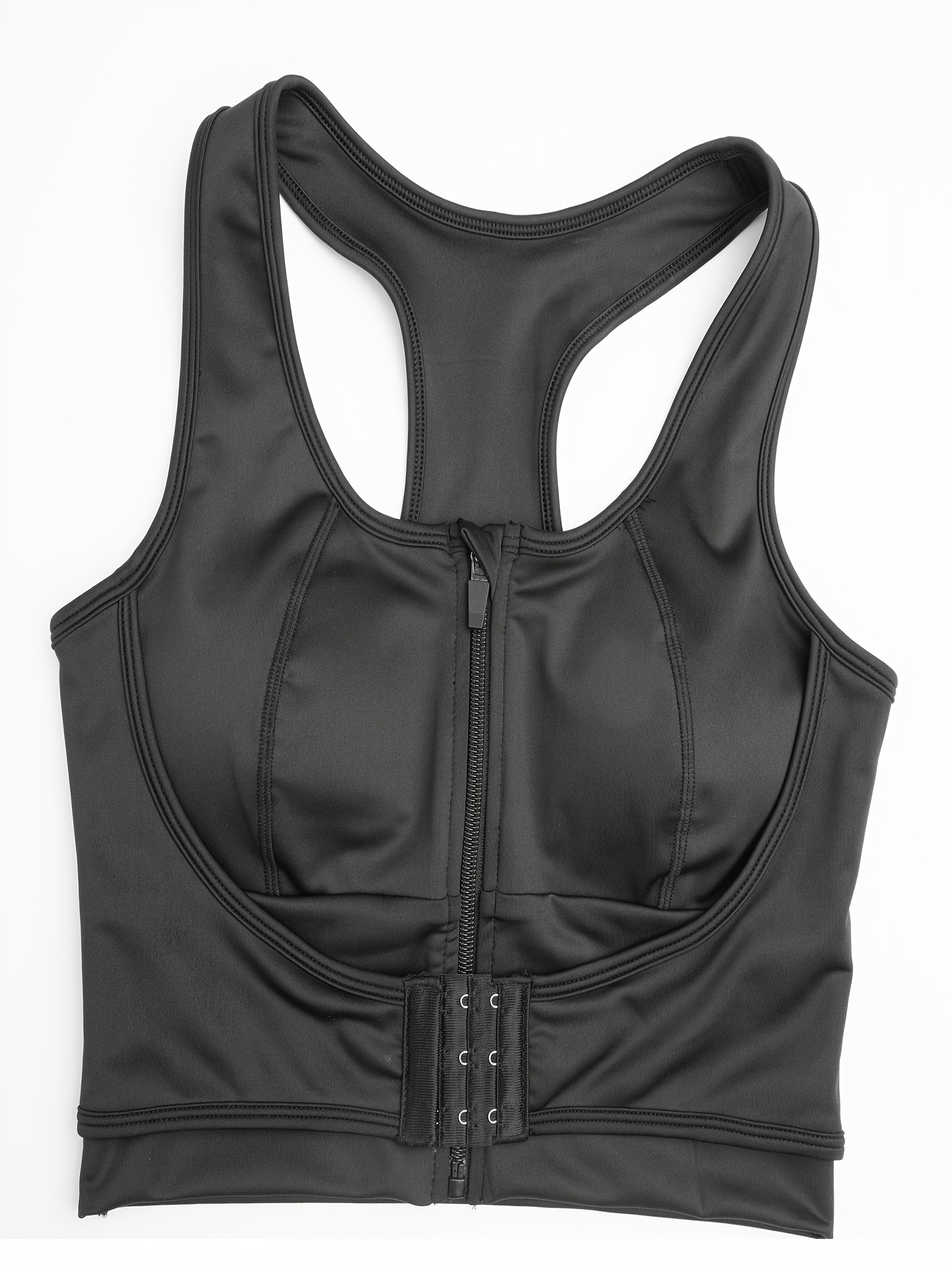 Elbourn Women's Zip Solid Sports Bra Front Zip Stretch Fitness Top
