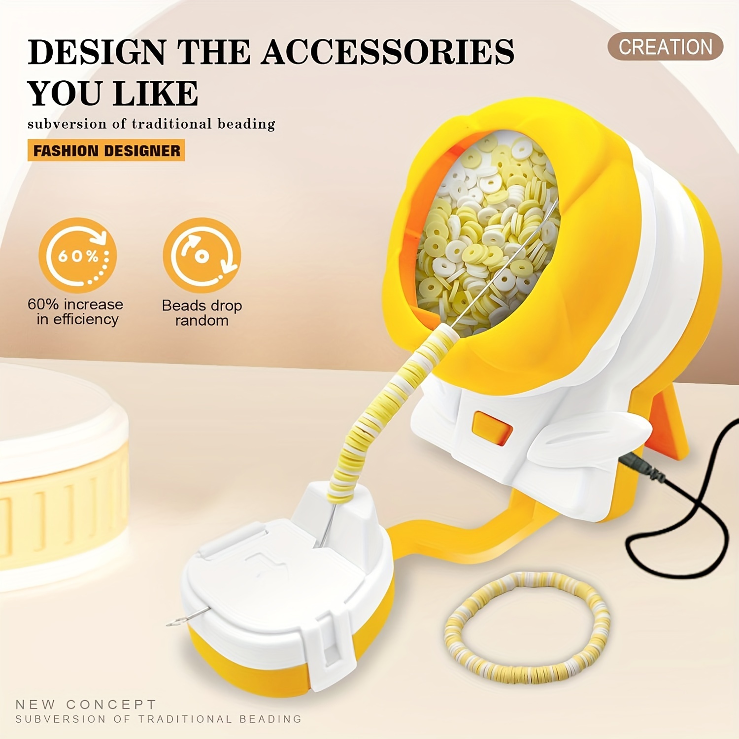 

1pc Electric Bead Stringer Machine, Professional Rotating Beading Tool For Making, Creative Handmade Crafting, Time-efficient Design, Ideal Gift For Jewelry Enthusiasts, Plastic Material