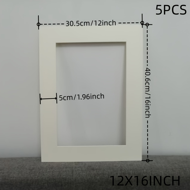 TEMU 5 Rectangular Frames In Off-white, Measuring 16x12 Inches And 14x11 Inches, With A 5 Cm Border. Frames Are Designed For Mounting Cardstock,