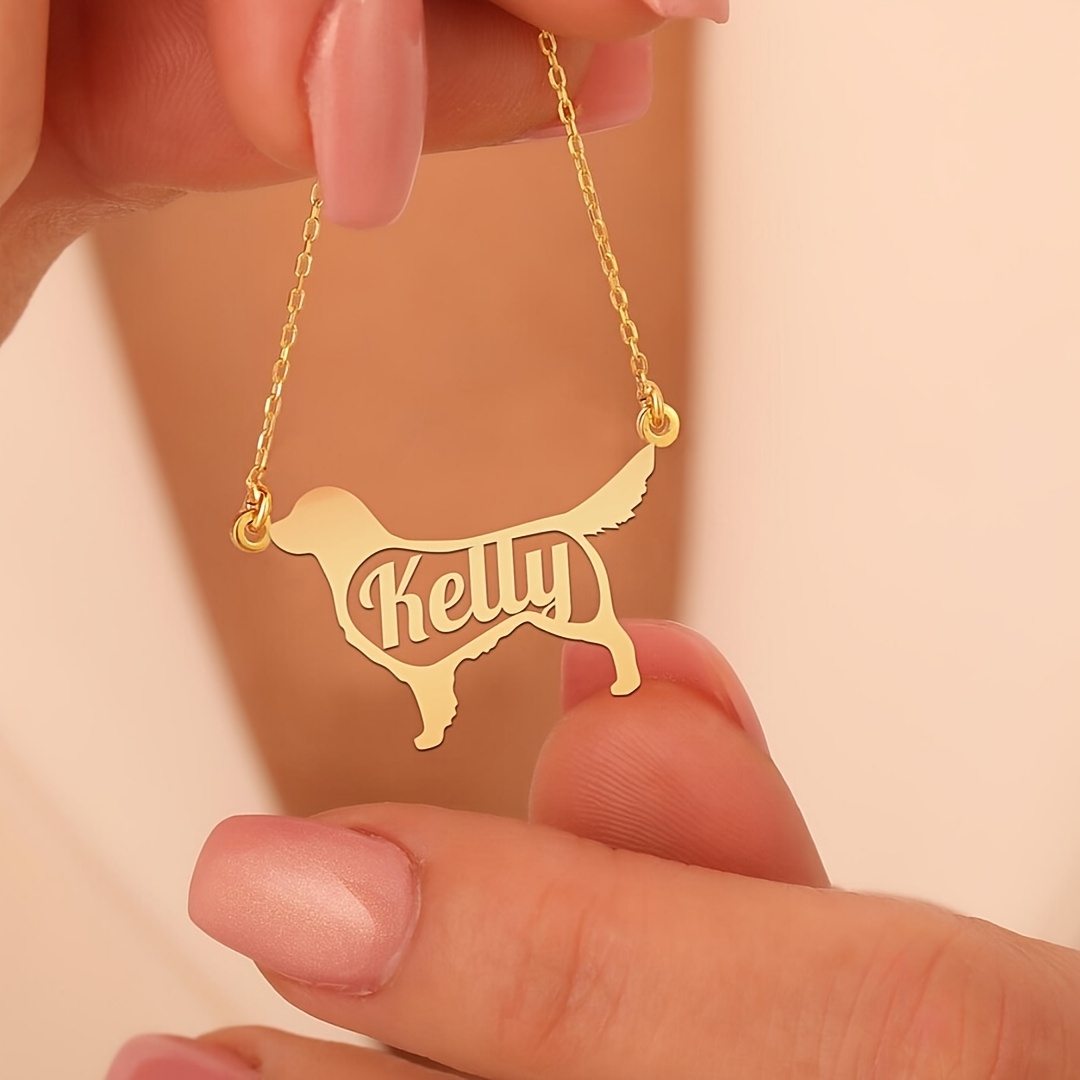 custom pet dog name necklace stainless steel Temu