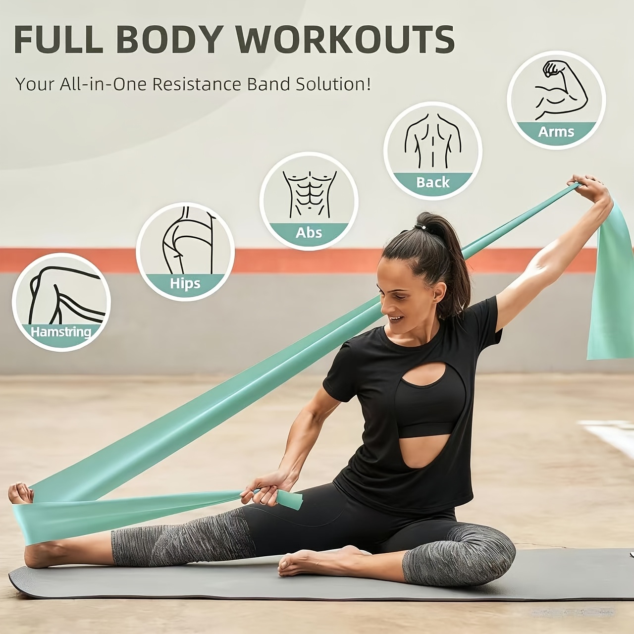 Stretch Bands for Exercise, 5 Levels Resistance Bands for Working Out, Exercise Bands for Physical Relax, Pilates, Rehab, Stretch, Strength Training And Yoga Starter Set