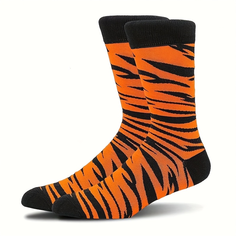 TEMU 1 Pair Of Men's Mid-calf Socks, Featuring A Cartoon Pattern And -blocking, Ins-style Trendy And Fashionable Design. High-value Men's Socks Are