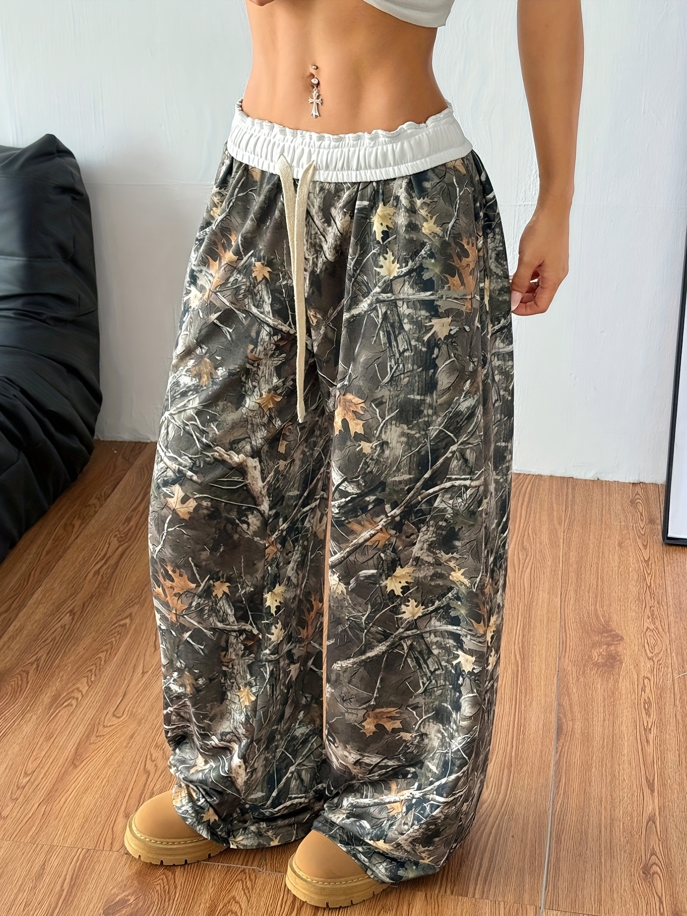 Wide Leg Camo Joggers Women Women'S Camo Print Wide-Leg Sweatpants