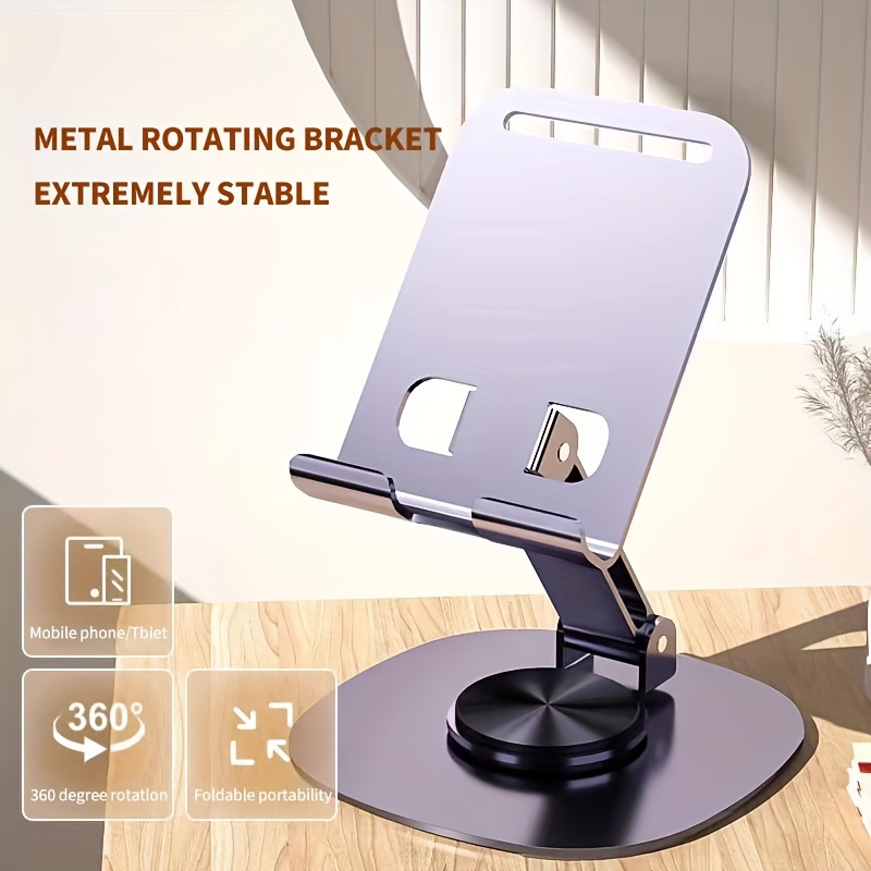 

360° Rotatable Desk Cell Phone Stand, Angle Height Adjustable Tablet Holder With Silicone Pad, Portable Phone Holder For Iphone, Ipad, Samsung Galaxy, Tablet 4-10'' Desk Accessories