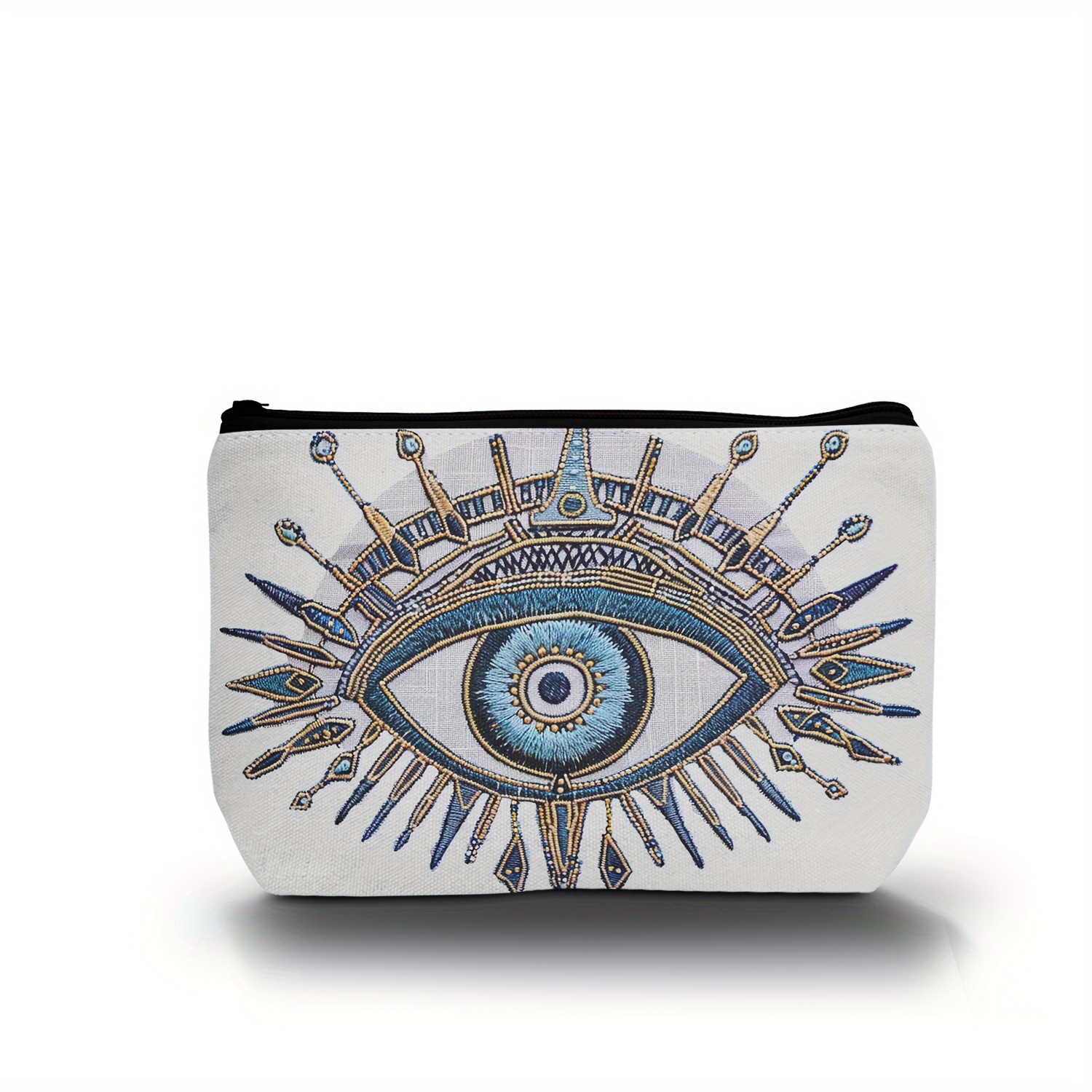 

1pc Evil Eye Pattern Makeup Bag, Zipper Portable Travel Storage Bag, Lightweight Toiletry Bag