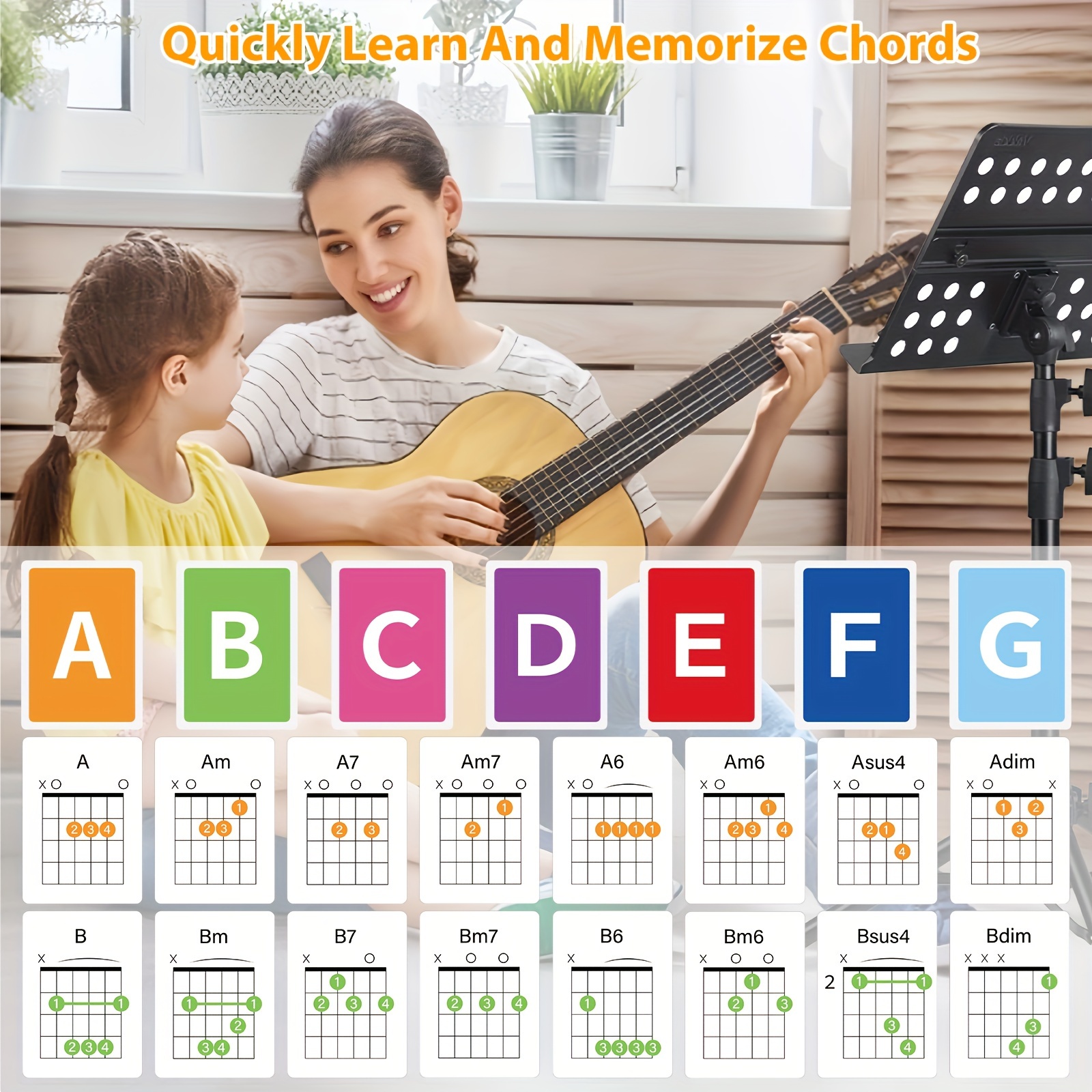 

56-card Set Guitar Chord Diagrams, Portable Pocket Cards, Essential Learning Tool For Guitar Beginners And Teachers, Office Supplies, Card Category