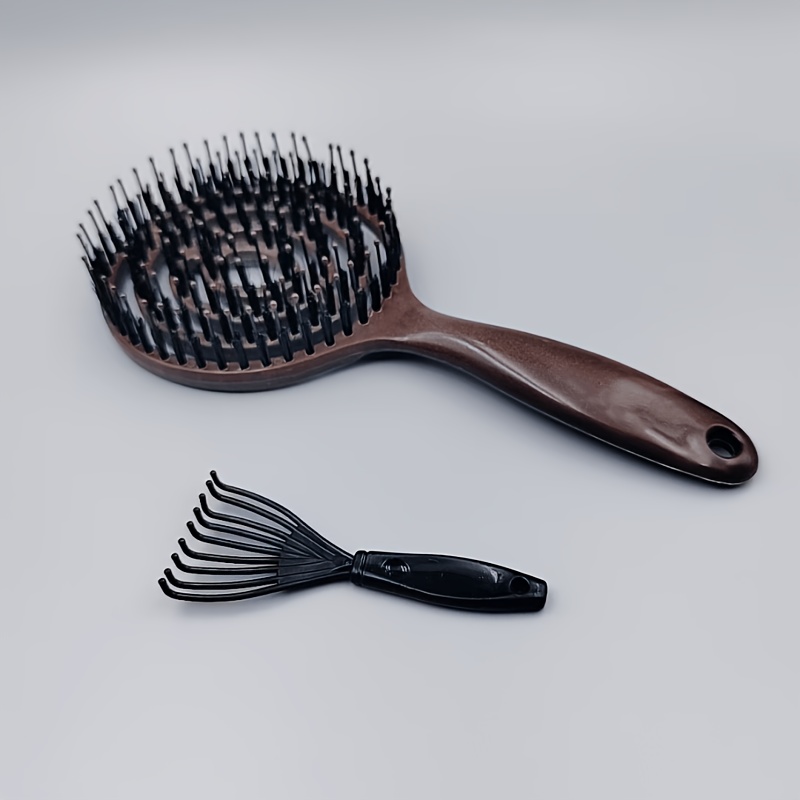 Image of 2pcs Hollow Comb Massage Comb Hair Comb Fluffy Detangling Styling Comb Lollipop Hollow Comb And Cleaning Brush Cleaning Claw Cleaning Tool Hair Remover Cleaning Brush Universal Small Hook