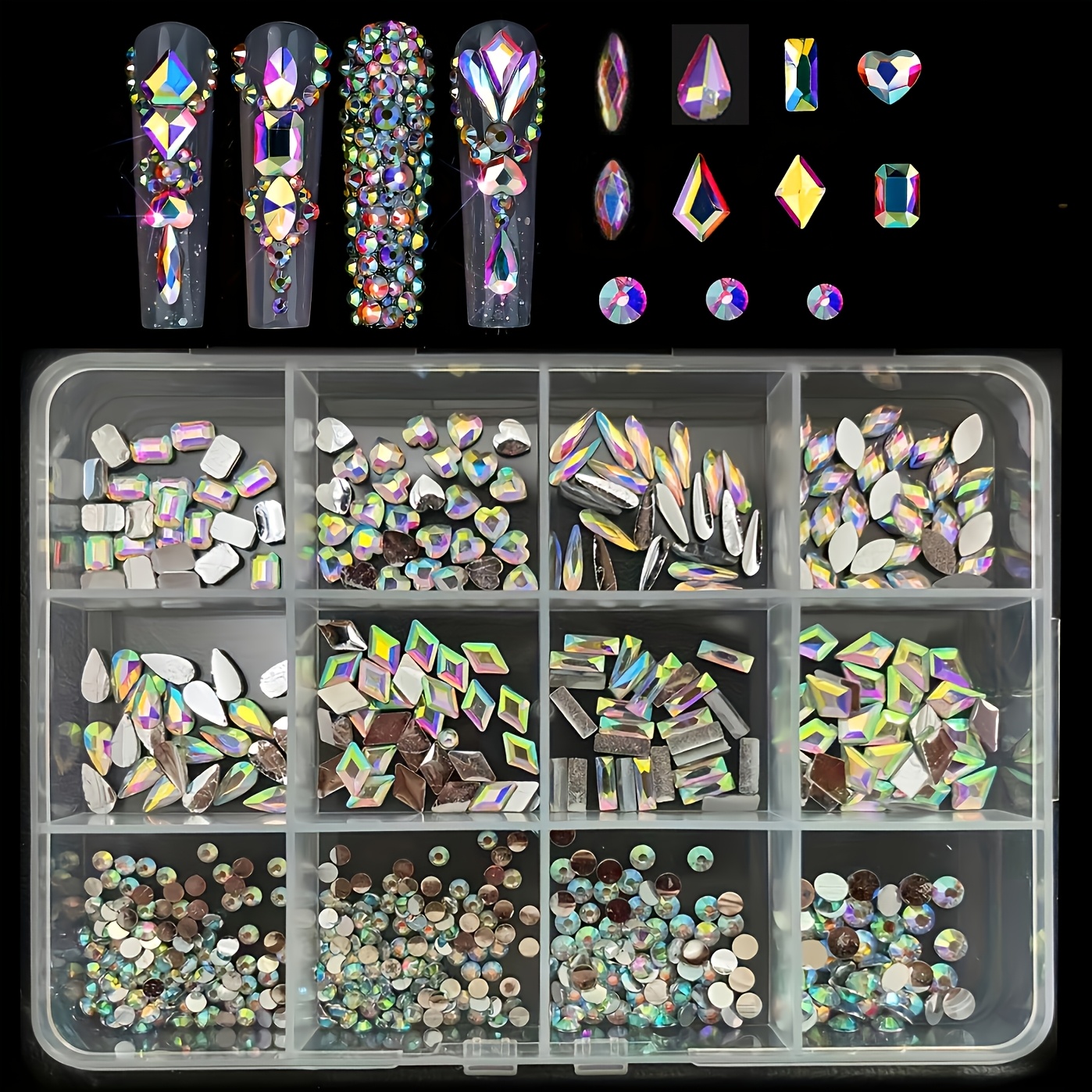 Trendy Nail Art Rhinestones Mix Shapes Ab Nail Art Accessory