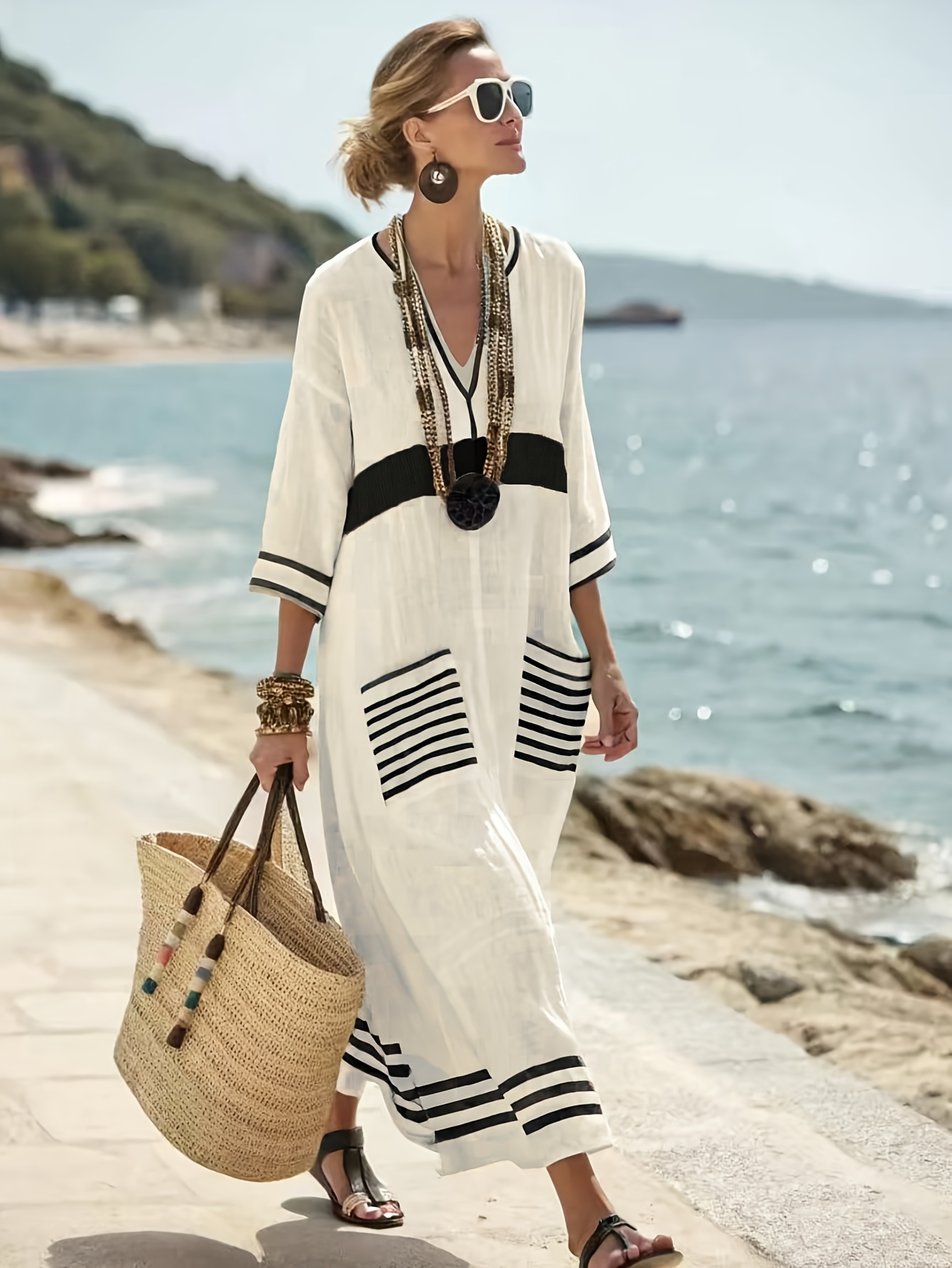 boho summer dresses with sleeves sold on Temu Canada