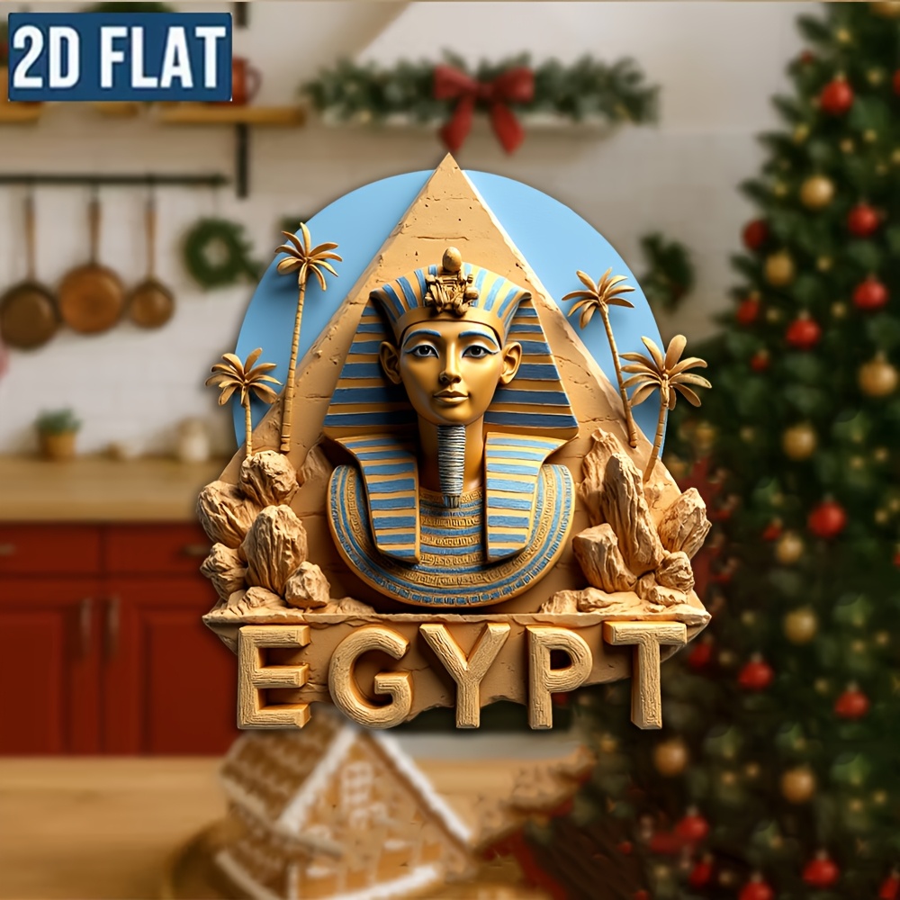 TEMU Imán de refrigerador acrílico 2D, 1 pieza, digital de - Busto dorado del con pirámides y tropical - para entusiastas de , amantes de y para