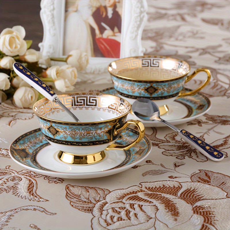 2pcs bone china coffee cup plate spoon set european style Temu