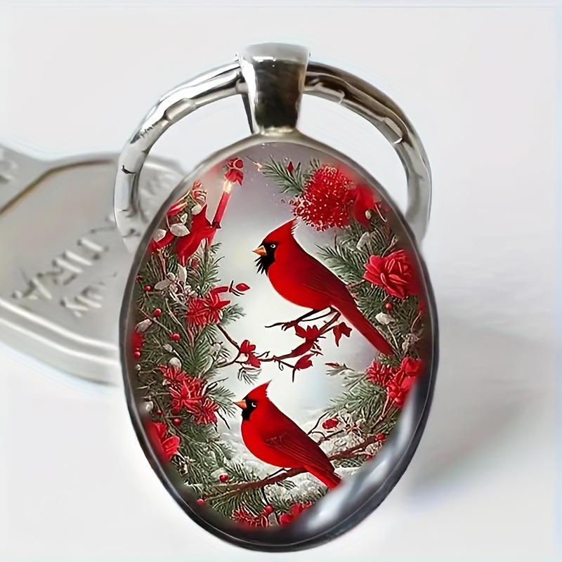 

1pc Fashion Cute Bird Pattern Glass Alloy Pendant Keyring Keychain For Men And Women Wedding Birthday Graduation Holiday Party Jewelry Gift