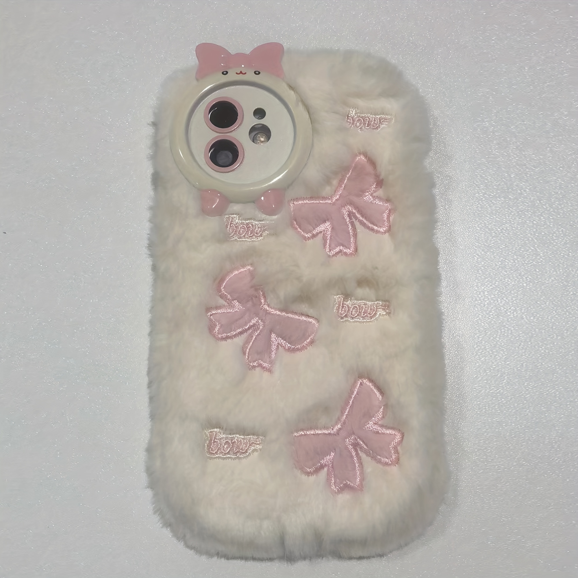 TEMU Embroidered Bow Plush Phone Case For Iphone 14 Pro Max/iphone 14 Pro/iphone 14, Iphone 15 Pro Max/iphone 15 Pro/iphone 15, New Iphone 13 Pro Max