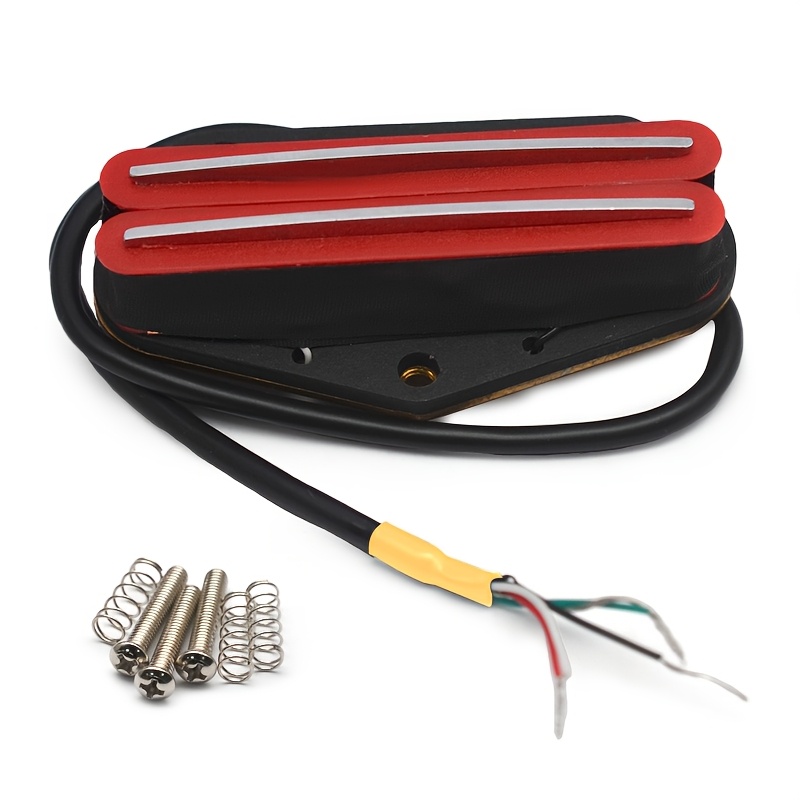 Alnico 2 Single-Coil Electric Guitar Bridge Pickup, 4-Conductor, Hot Rail Humbucker, 9K Golden-Plated Magnet Wire, Metal Construction, with Non-Magnetic Cover, for Uncharged - Black/White/Red/Yellow, Instrument Parts, Highoutput Pickup, Durable Pickup, Precision Wound Coil, Humbucker Pickup, DIY Guitarists, Professional Musicians