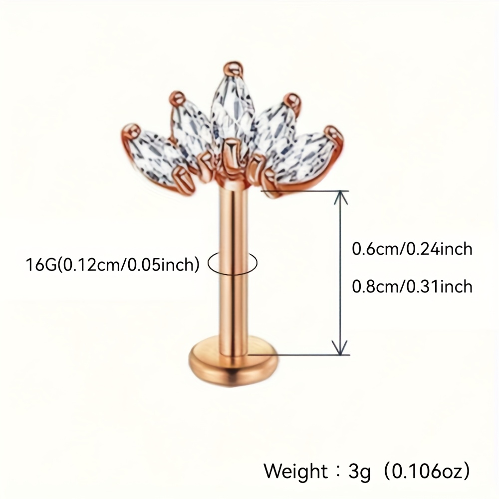 Women's 2D Flat Flower Cartilage Earring with Zircon Inlay