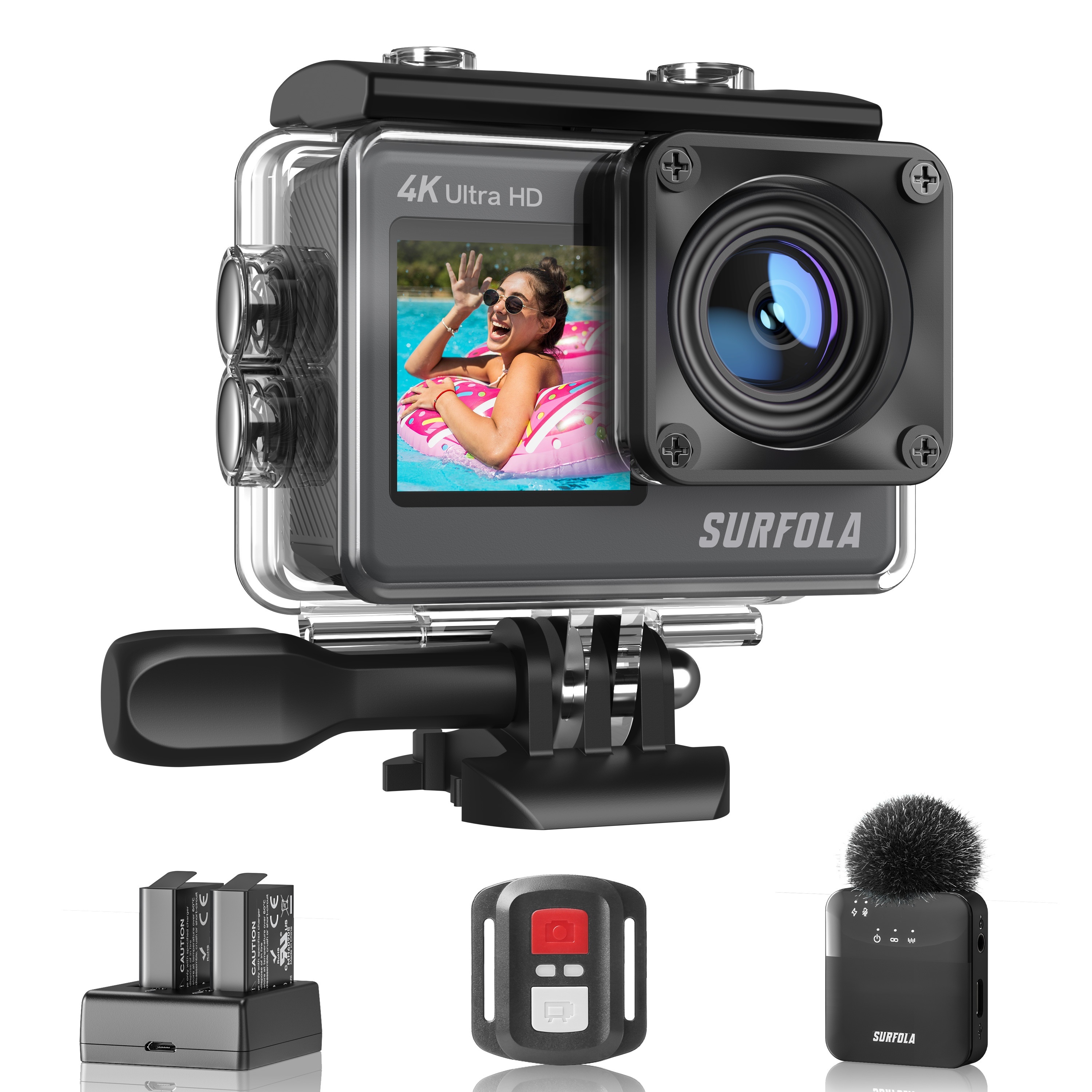TEMU Action Camera 4k 60fps Wireless Mic, Wifi 24mp Sports Camera, For Snorkeling, Vlogging Camera With Eis, Remote Control, 2 Chargeable Batteries