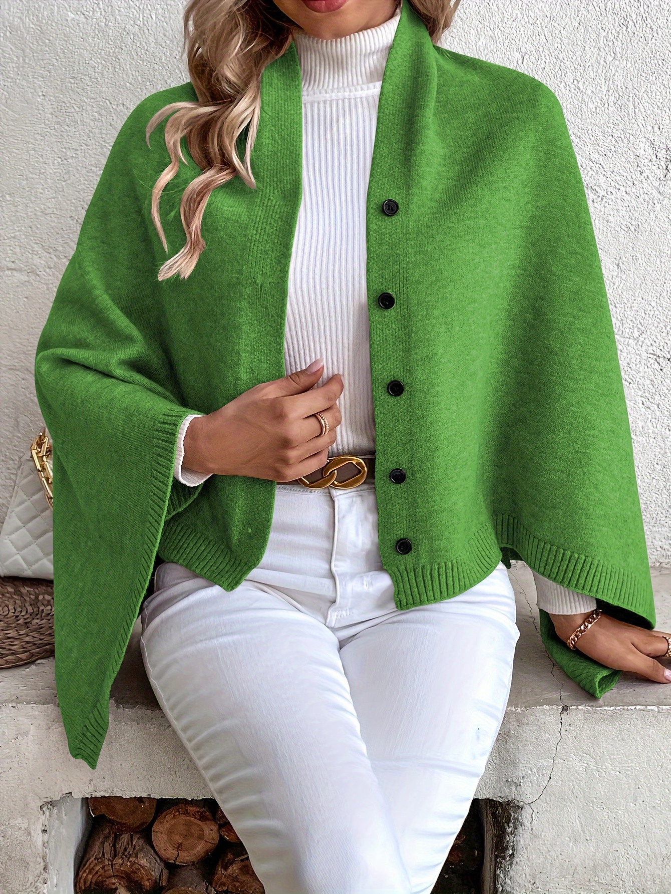 ensk elegantn vestrann capelet na celoron noen - s odhalenmi /lokov vstih s knoflky, stedn prun jednobarevn lehk materil prateln v prace pro neformln i formln obleen, zlepova outfitu, oversized tek, odoln ltka, mkk 4