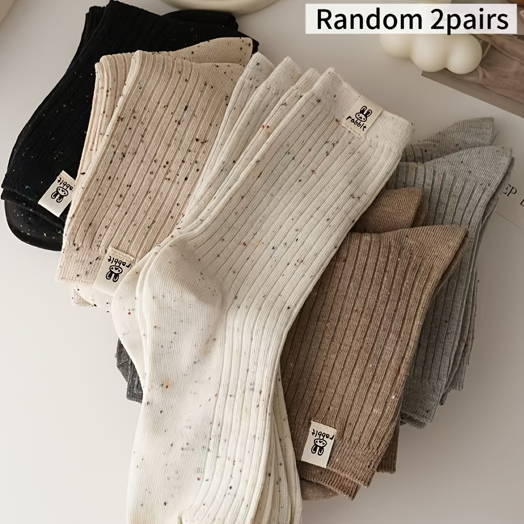 TEMU 4 Paires ou 2 Paires de Chaussettes Longues Confortables Printemps Été Couleurs Aléatoires Assorties EUR 34-38, Douces et Respirantes 97.5%,
