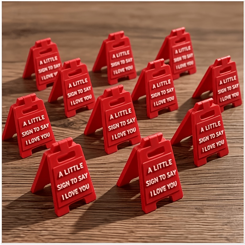 TEMU 2/3/5pcs 3d Printed Mini "i Love You" Heart Standee, Three-dimensional A-shaped Desktop Sign, Romantic Couple's Atmosphere Desktop Ornament,