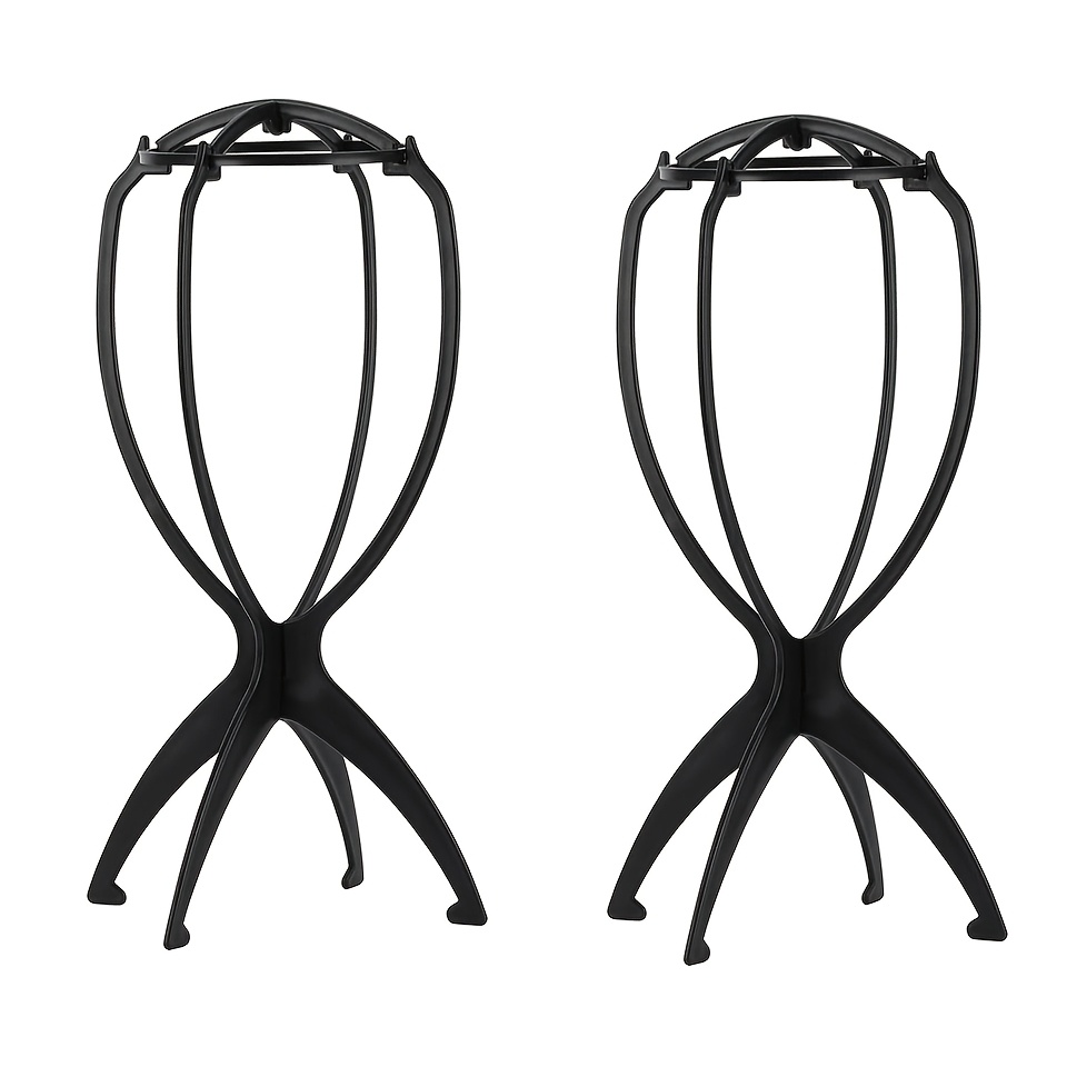 TEMU Ensemble de 2 supports de perruques portables de voyage pour perruques courtes, support de perruque en plastique pliable, séchoir à perruque