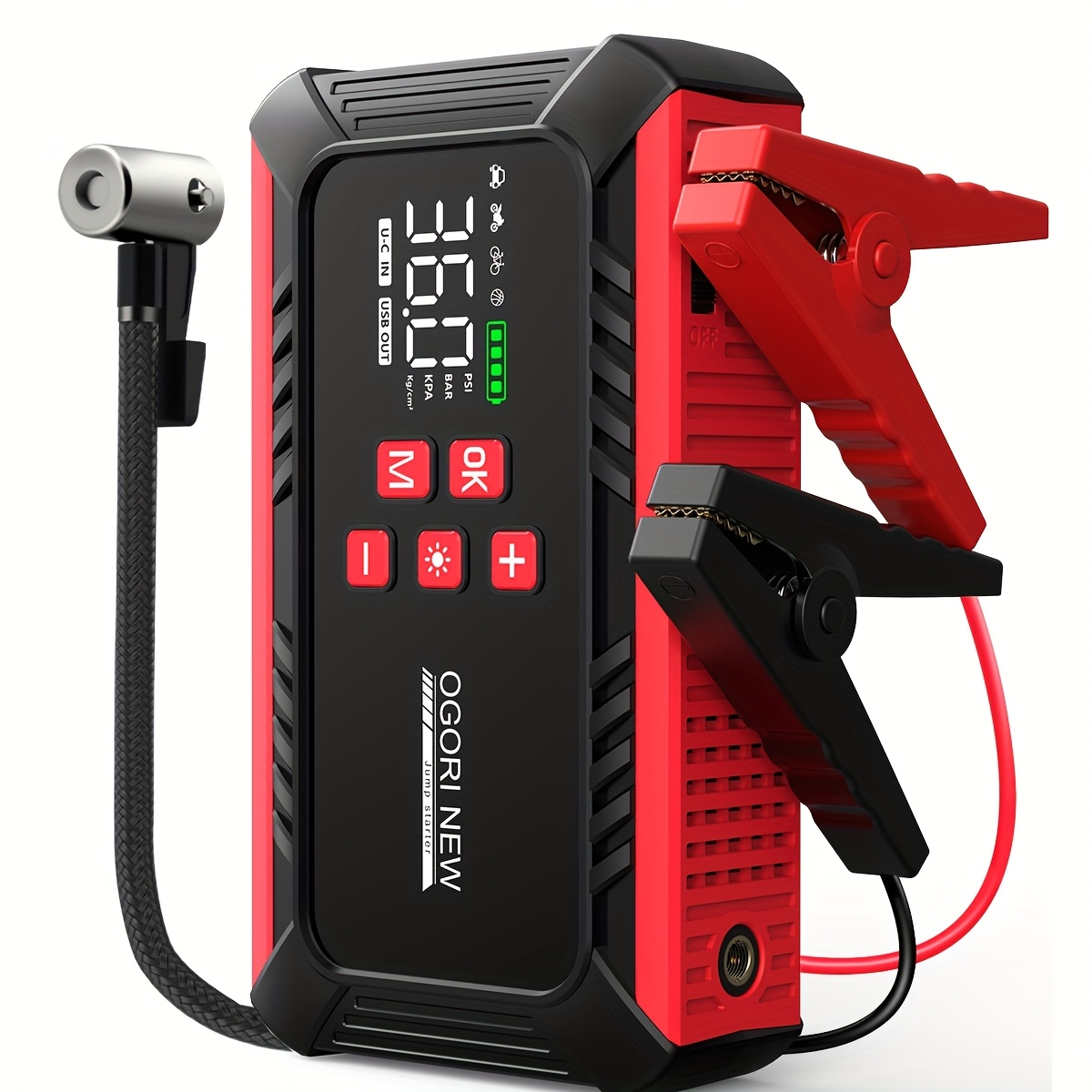 Image of Car Jump Starter With Air Compressor - 150psi, Cordless Tire Inflator, And Battery Booster (for 7.0l Gas And 5.5l Engines), 12v Car Battery Jump Starter Power Pack With Led Flashlight