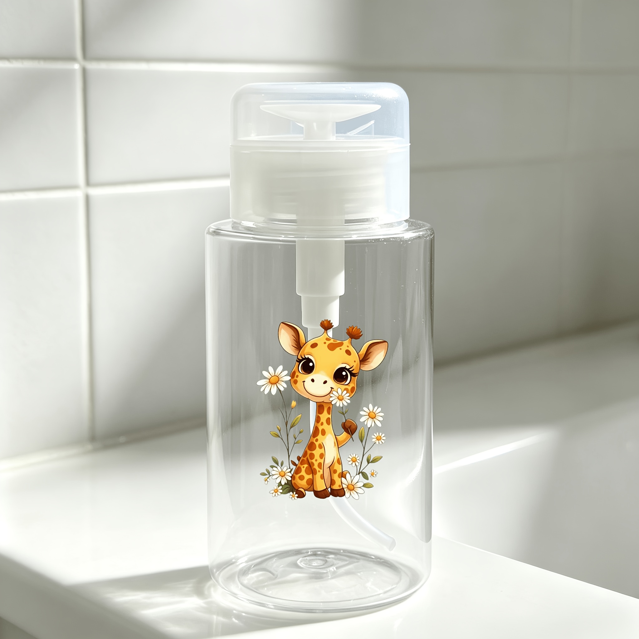 TEMU 1 pièce Flacon distributeur de soins de voyage avec motif de et de fleurs - Flacon à pompe de petite , Récipient cosmétique rechargeable, Flacon