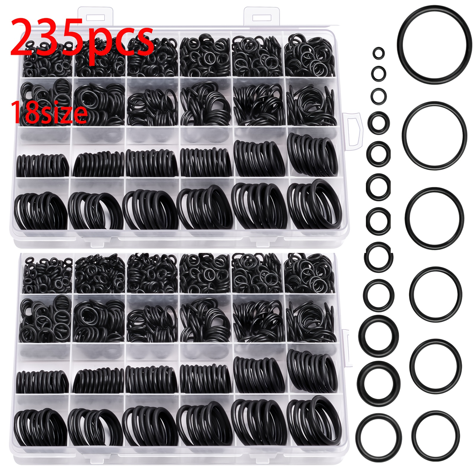 

235pcs Universal -ring Gasket Kit, 22 Sizes, Synthetic Rubber, Round -section, 70a Hardness, Oil & Heat Resistant For Automotive, Faucet, High-pressure Washer, Pipe Sealing Repair, Air & Gas