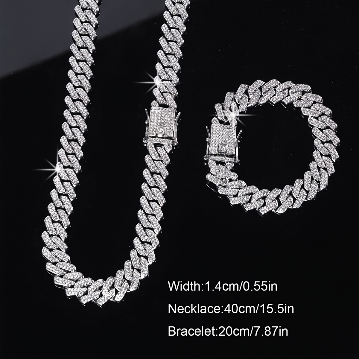 TEMU Conjunto de joyería de cadena hip hop de estilo punk, que incluye 2 piezas: collar y pulsera. Ideal para hombres y mujeres, es el complemento perfecto para amigos con estilo. Joyería unisex.