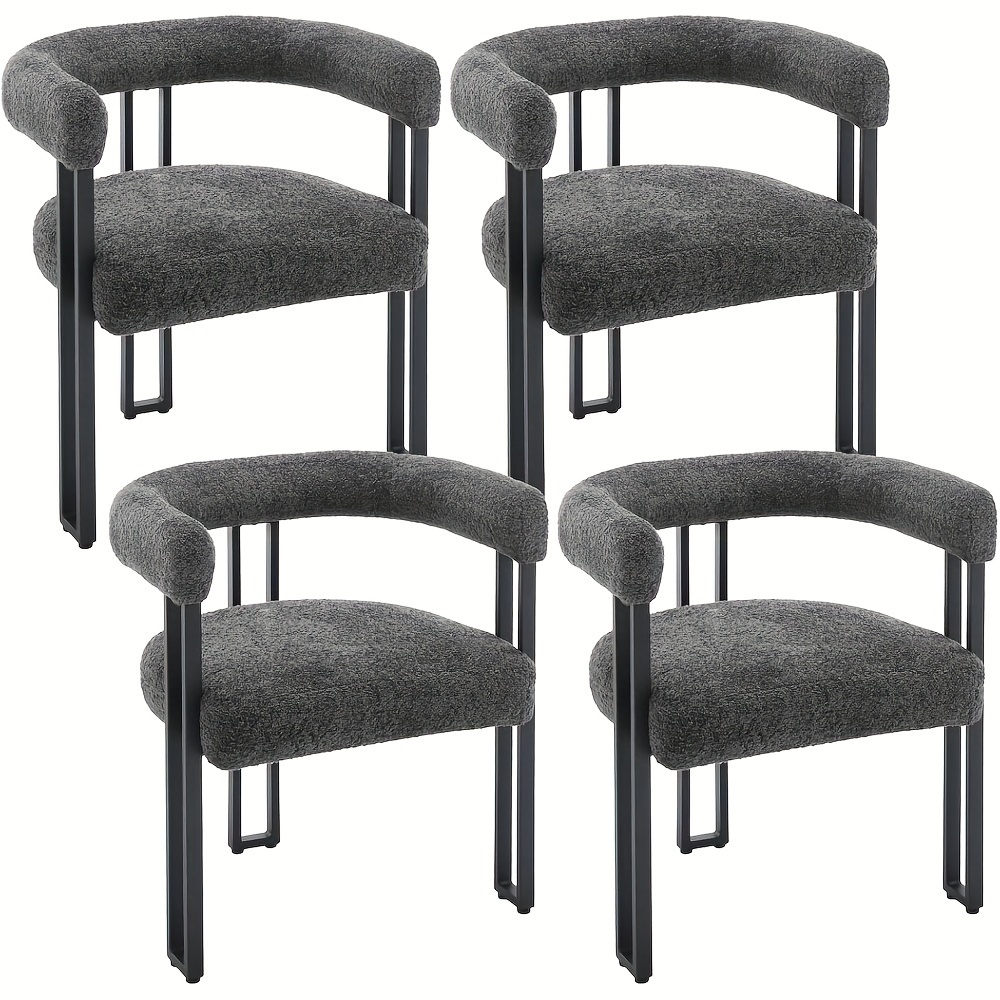 4pcs Set Dining Chairs, Dining Table Chairs With Armrests, Designer Chairs, Kitchen Chairs, Comfortable Modern Chairs For Dining Room, Living Room, Bedroom, Made Of Chenille And Metal