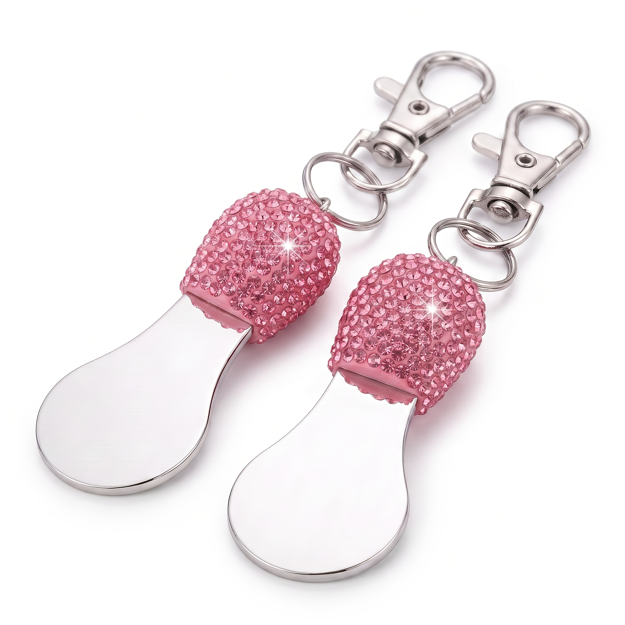 TEMU 2pcs Rhinestone-embellished Creative Supermarket Keychain Accessories, Supermarket Token Tags, Stainless Steel Pendants, Keychains