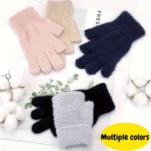 2pcs womens winter gloves thick weather gloves with non fingerless design for writing touchscreen compatible