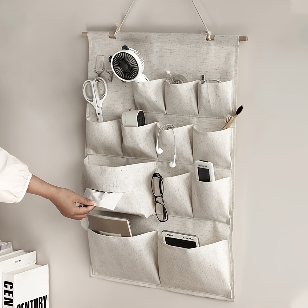 

Organisateur de Rangement Polyvalent avec 4 Poches - Mate, Sac Suspendu en Tissu pour Chambre, Dortoir & Plus, Rangement pour Chambre