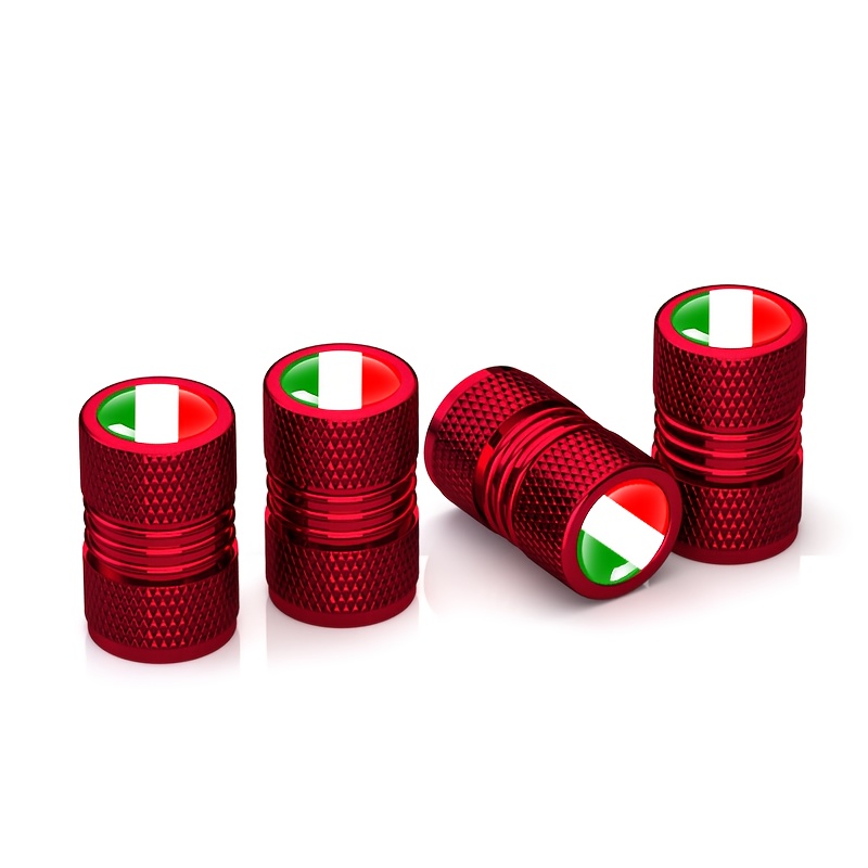 Image of 4pcs Italy Flag Aluminum Alloy Tire Valve Stem Caps With Sealing Ring - Italian Tricolor Logo (//) For Car,, Motorcycle Wheel - Valve End Caps Suitable For Cars, Motorcycles, Bicycles