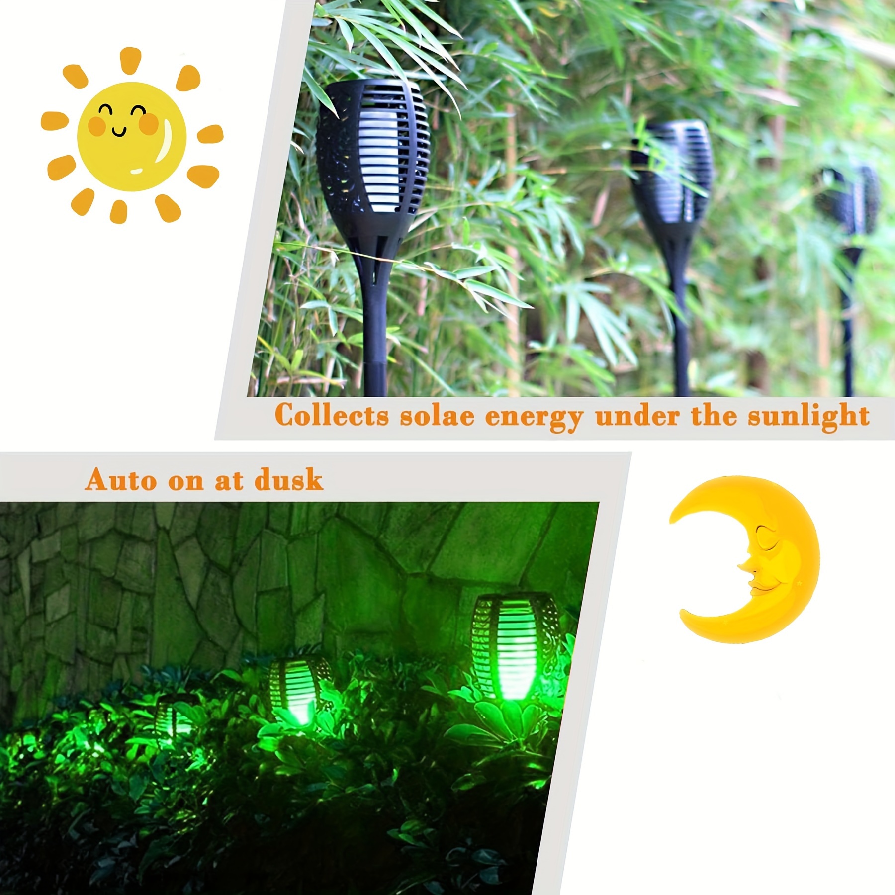 4 szt. Słonecznych lamp z płomieniem, inteligentne czujniki - czujnik światła, inteligentna przepustka, automatyczne dostosowanie barwy temperatury 0-3000K, dekoracje na Halloween/Boże Narodzenie/Dzień Dziękczynienia, wnętrza/zewnątrz/gazon/jesień/zima, polikrystaliczna siłowa panel słoneczny, dekoracje na Halloween