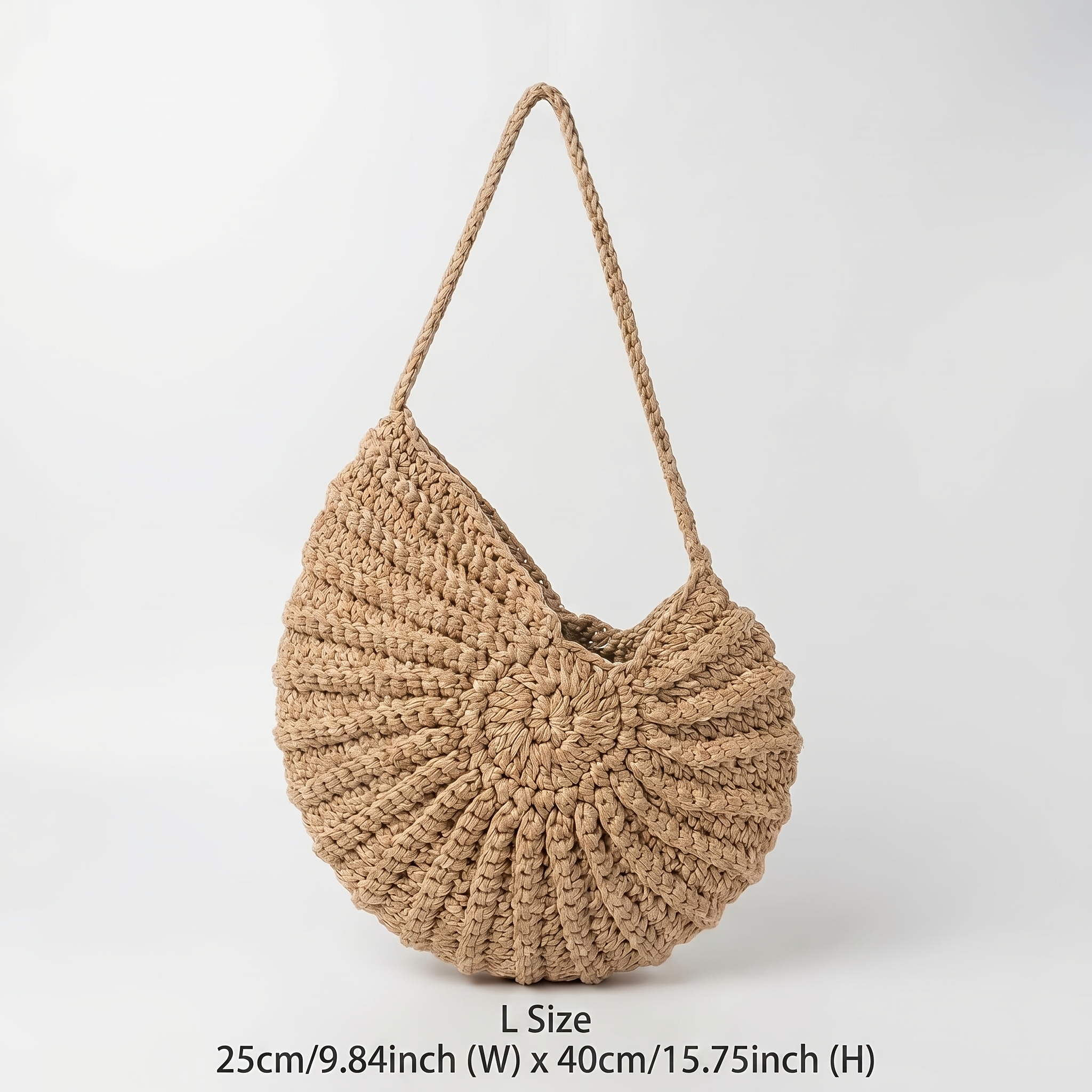 TEMU Eonphy Handmade Crochet Storage Basket - Natural Woven Boho Farmhouse Organizer With S/m/l Sizes, Collapsible Suitable For Kitchen, Office,,