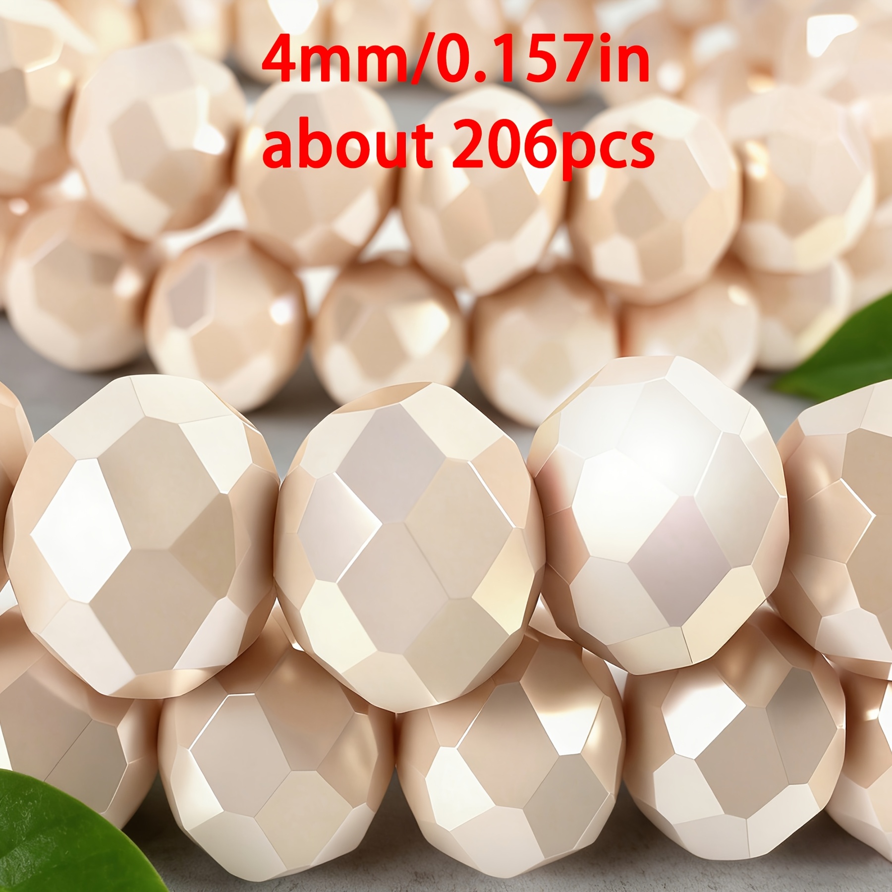 E-shop Schmuckherstellungssets, ca. 206/156/116 Stück 4/6/8 mm weiße Champagnerglas-Perlen mit Facetten und Löchern, luxuriöse, hochwertige Perlen