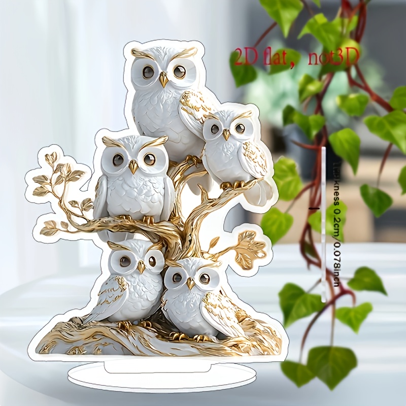 E-shop 2D Flat - . 2D Flache Acryl Eule als Wohnungsdekoration, Fantasy Desktop Dekoration, geeignet für den Innenbereich, ideal für Zuhause und Büro