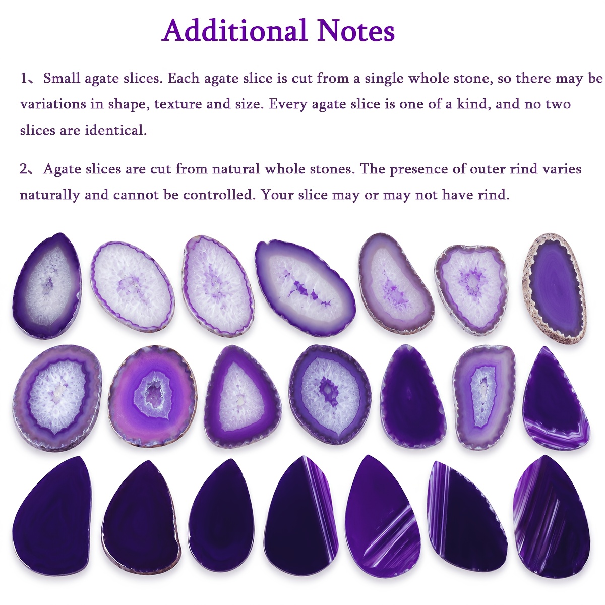 Small No Hole Purple Agate Slices, Polished Crystal Geode Slabs