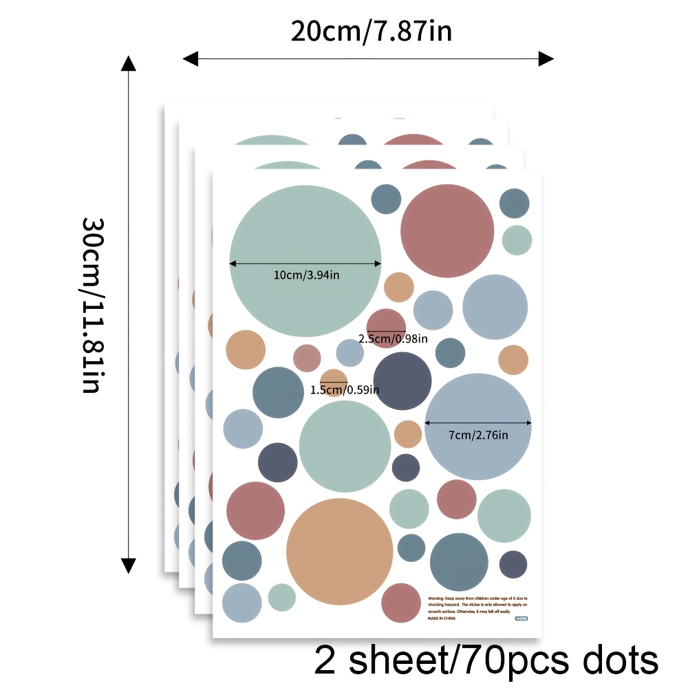 Image of Bohemian Style Polka Dot Stickers For Home, Bedroom, Living Room Decoration, Self-adhesive Blue Polka Dot Wall Decals