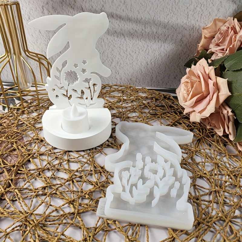 

Floral Bunny Silicone Mold For Diy Candlesticks & Home Decor - High-quality, Epoxy Resin Casting Mold, , S0973r