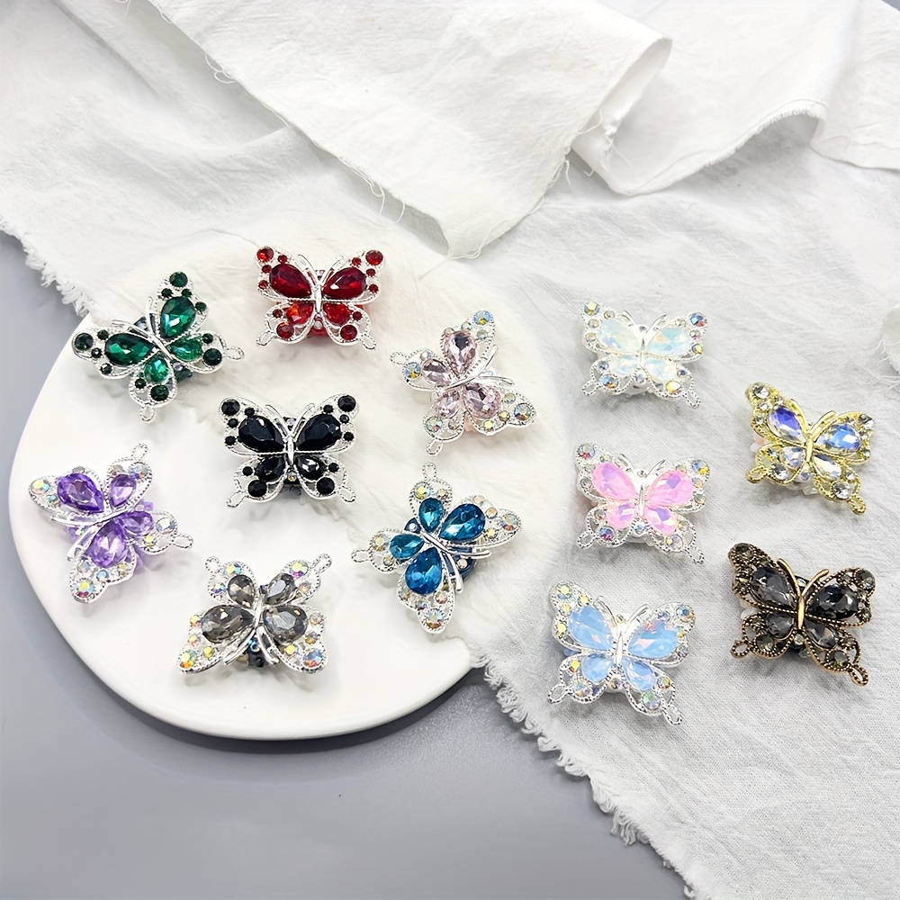 

Elegant Vintage Butterfly Decorative Beads With Sparkling Rhinestones, Diy Polymer Clay Straight-hole Beading, Ideal For Custom Jewelry, Phone Cases, Pens, Bags, And Chains - Pack Of 1 Random Piece