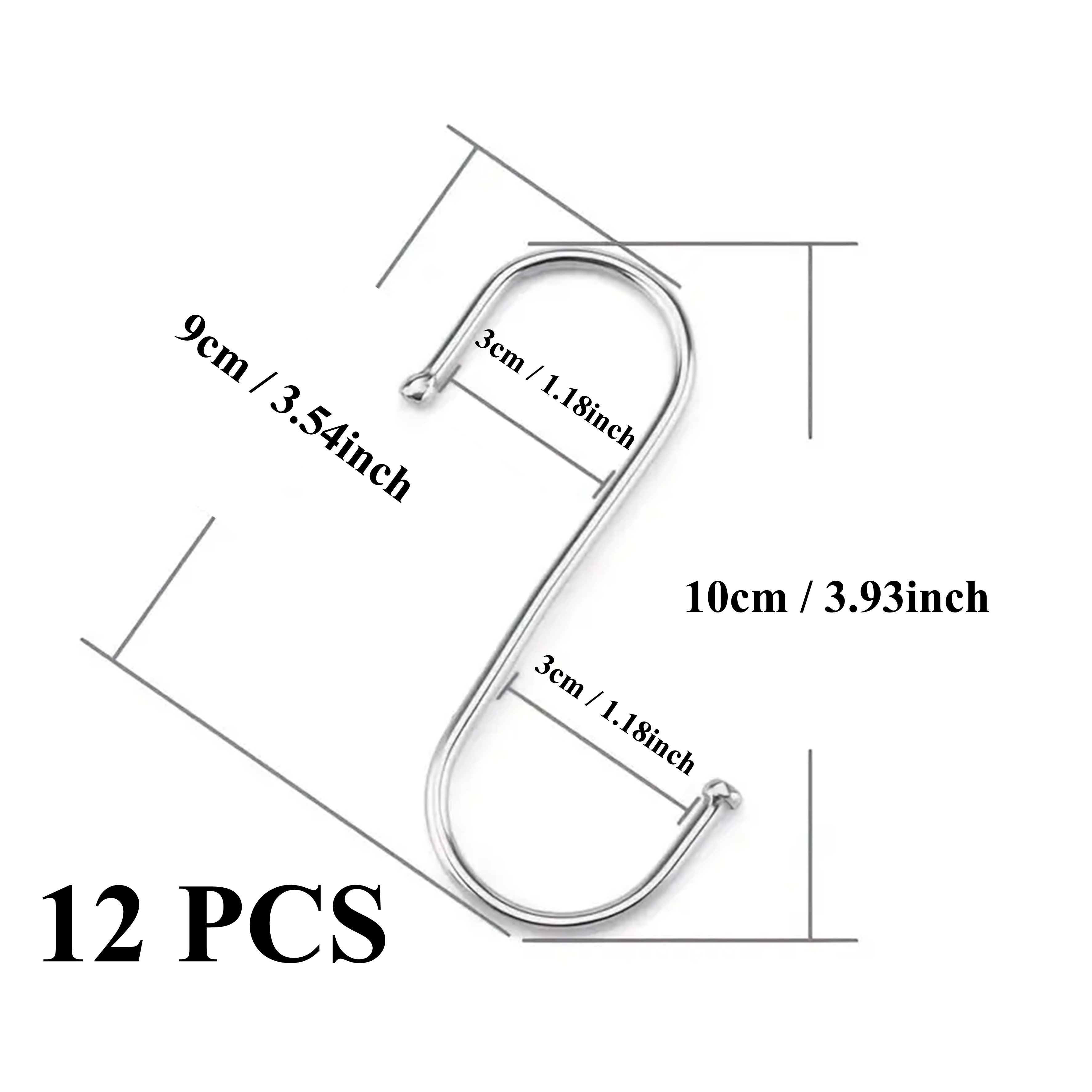 TEMU 6/12pcs Stainless Steel S-hooks - Heavy Duty, Rust Resistant, Scratch & Cut Resistant Metal Hanging Hooks For Kitchen, Bathroom, Bedroom, Office
