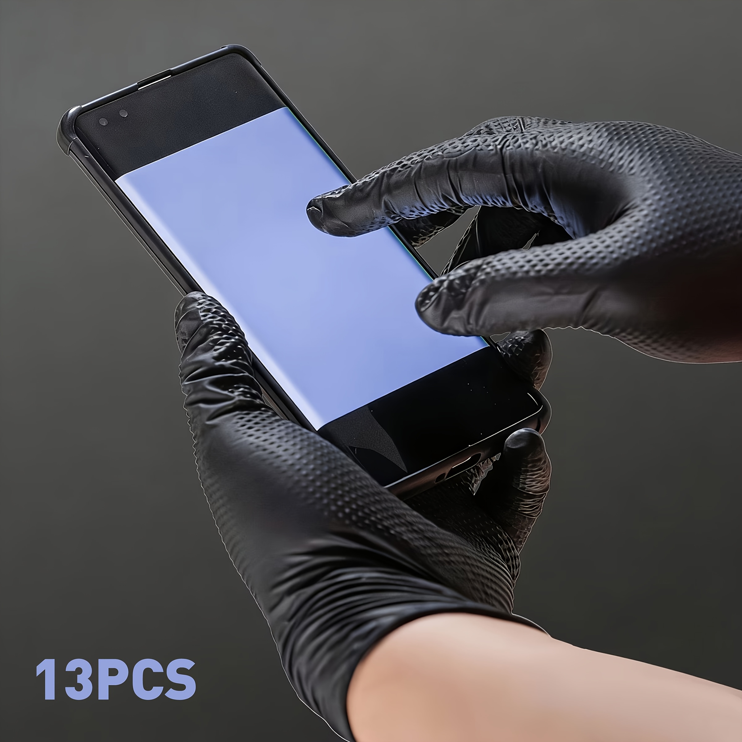 TEMU Thickened Gloves, Black Diamond Texture Gloves, Nitrile Gloves, Reusable Gloves, Household Cleaning Gloves, Kitchen Dishwashing Gloves, Suitable